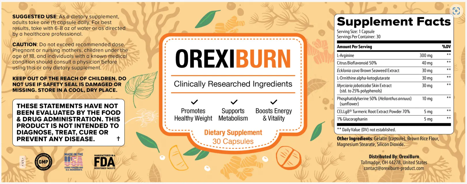 OrexiBurn supplement facts